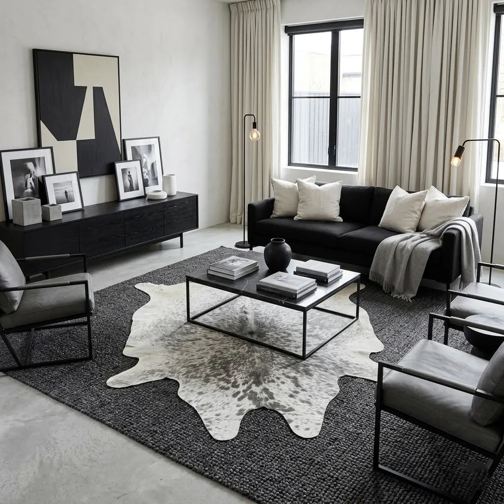 Grey salt and pepper Cowhide Rug – 5'-3" x 5'-7"