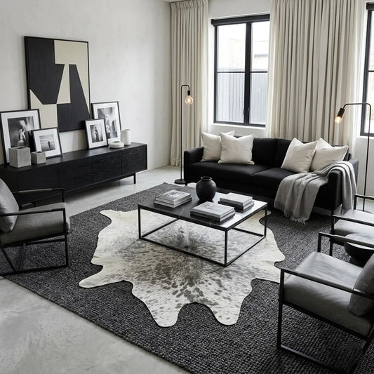 Grey salt and pepper Cowhide Rug – 5'-3" x 5'-7"