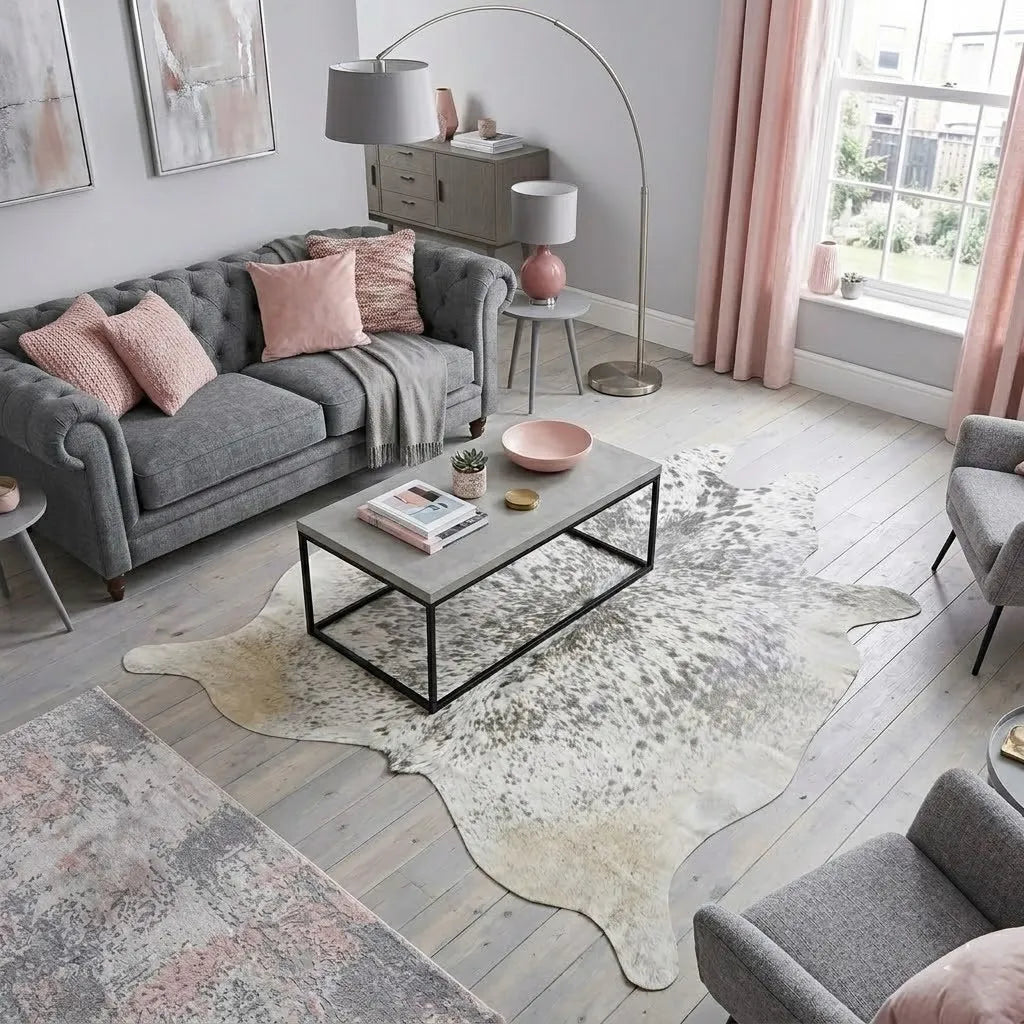 Grey salt and pepper Cowhide Rug – 5'-3" x 5'-7"
