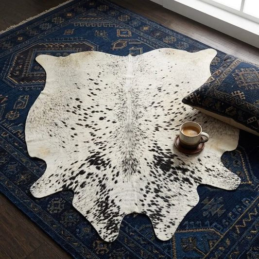 Black salt and pepper Cowhide Rug – 5'-3" x 5'-3"