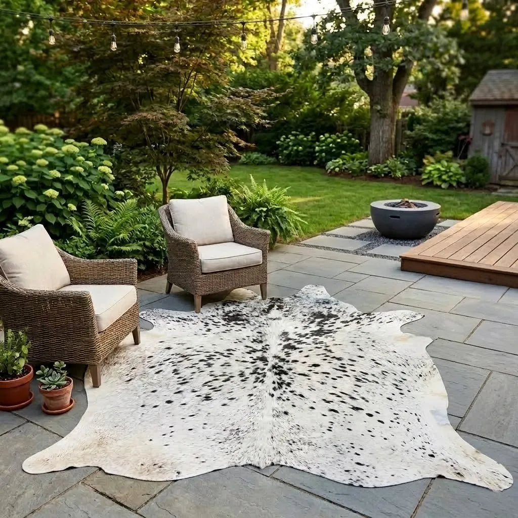 Black salt and pepper Cowhide Rug – 5'-3" x 5'-3"