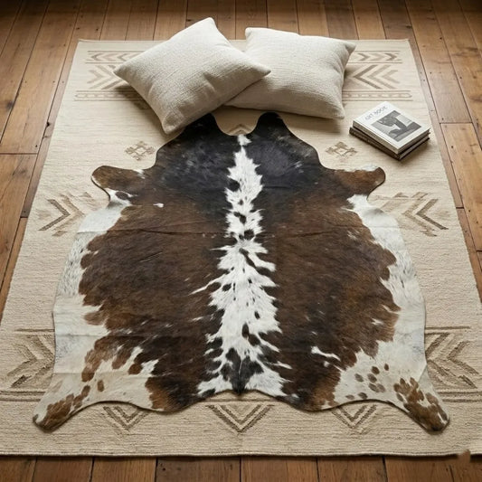 Premium Brown and White Brazilian Cowhide Rug – 5'-0" x 5'-3"