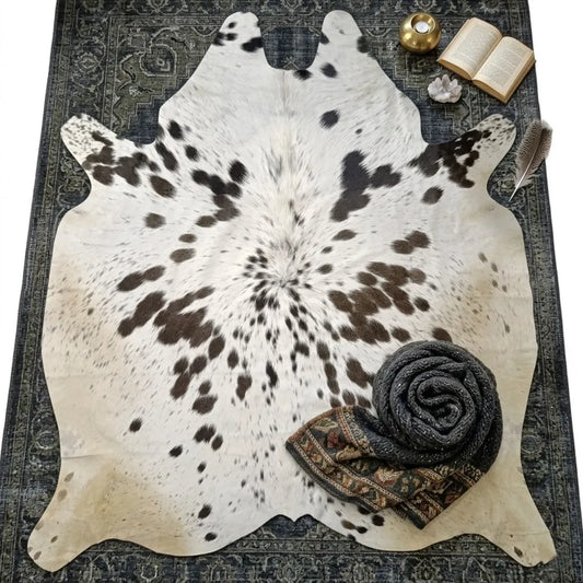 Brown salt and pepper Cowhide Rug – 5'-5" x 5'-6"